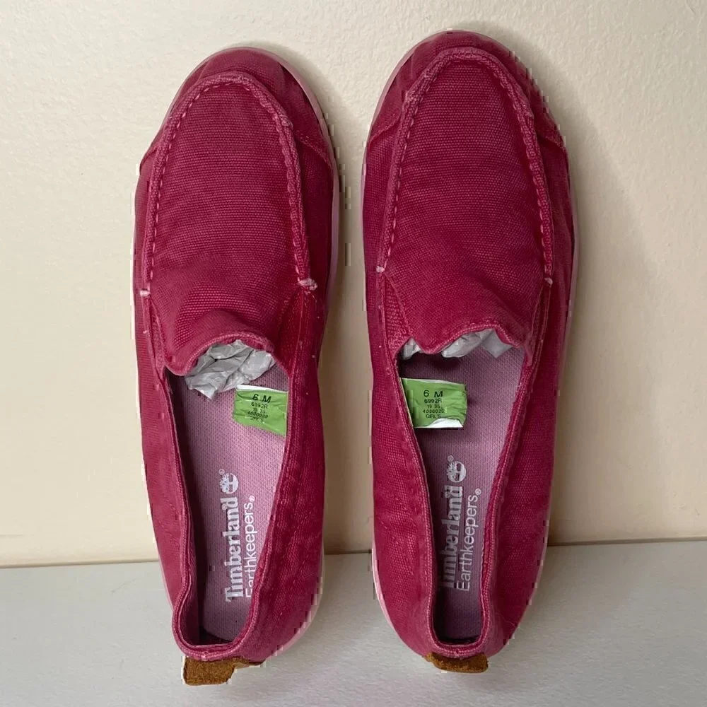 Timberland Earthkeepers Pink Canvas Slip-On Shoes 6